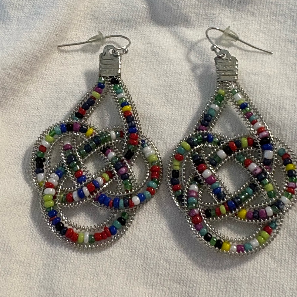 Colorful Beaded Drop Earrings